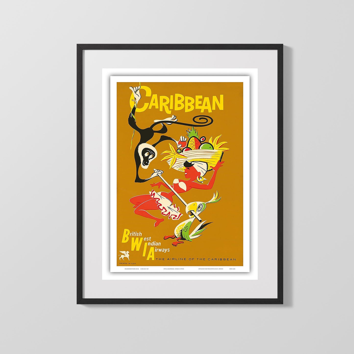 Classic Travel Poster - Caribbean - Palm Trees and Island Coast