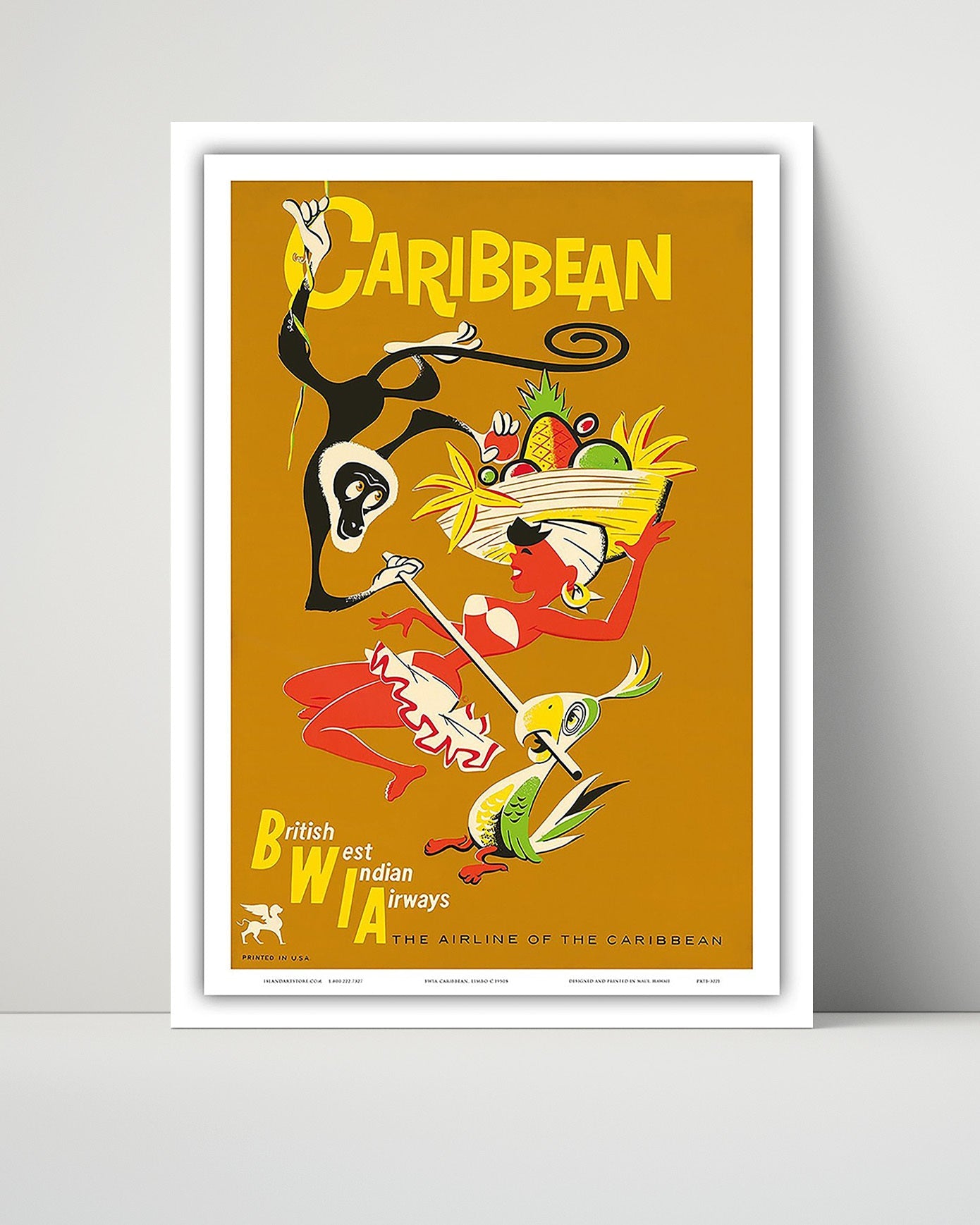 Classic Travel Poster - Caribbean - Palm Trees and Island Coast