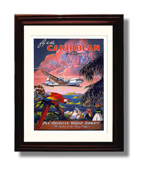 Caribbean Pan Am travel poster wall art 8x10 Canvas