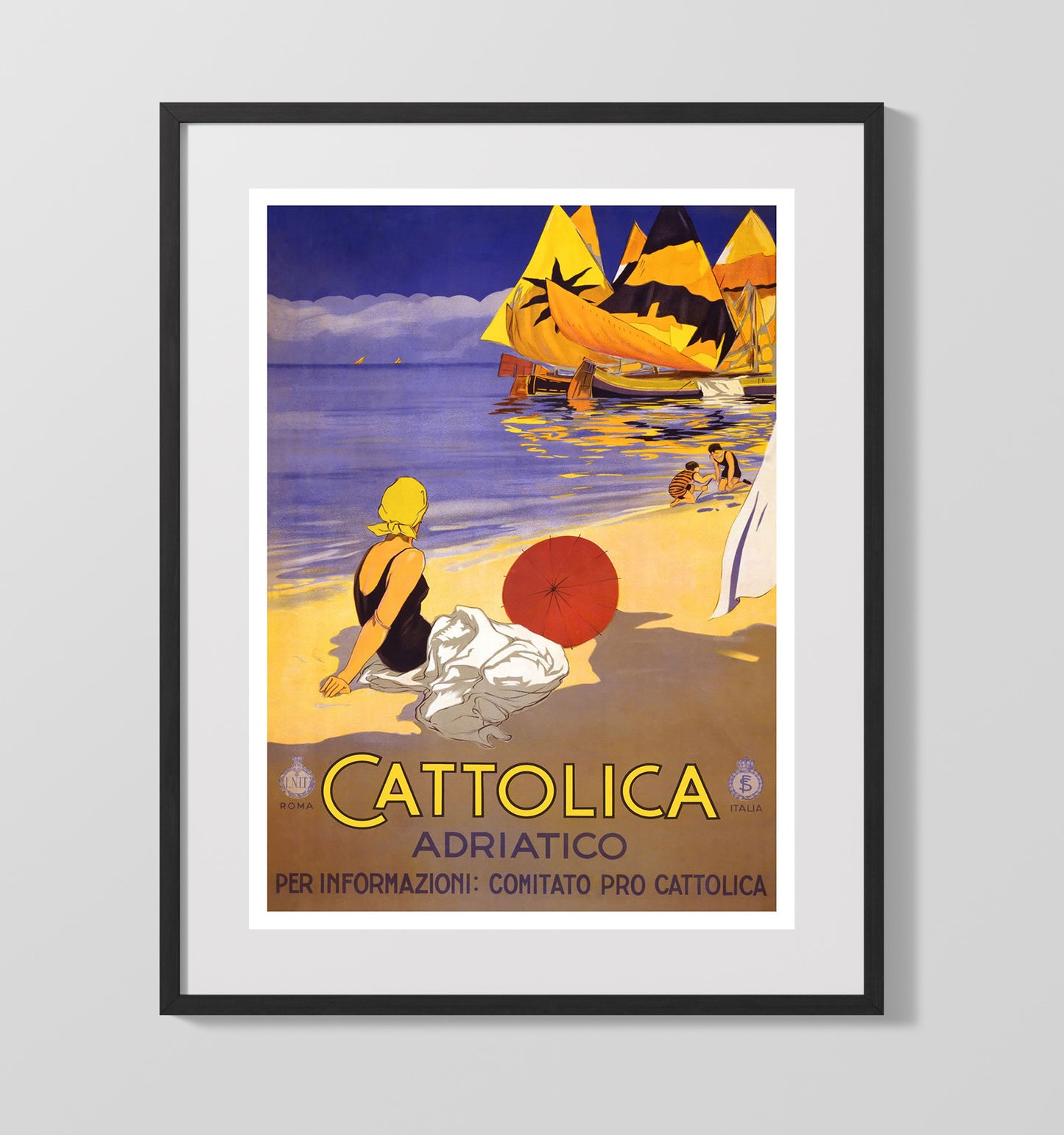 Cattolica Adriatic Coast Vintage Travel Print 16x20 Gallery Frame travel wall art print