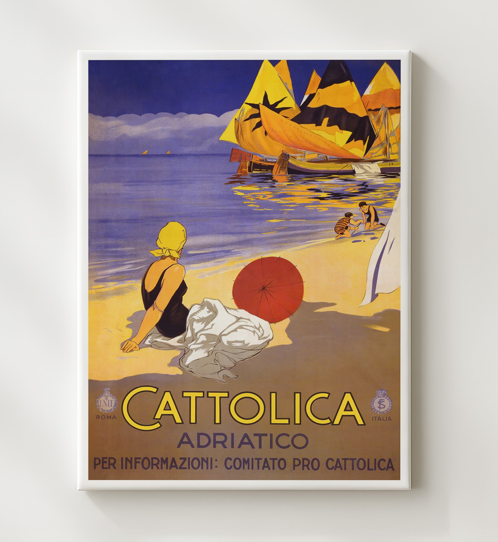 Cattolica Adriatic Coast Vintage Travel Print 20x24 Canvas travel wall art print
