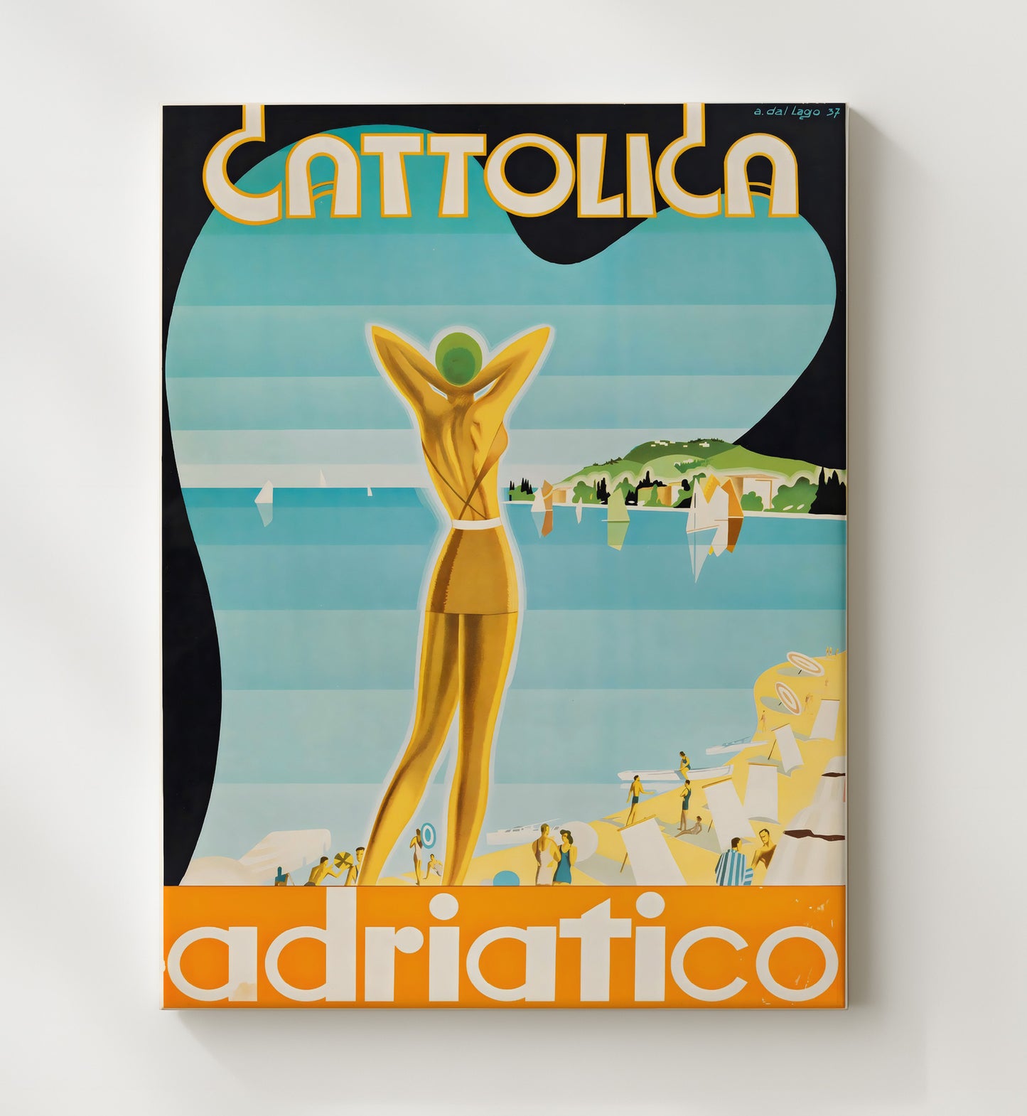 Cattolica Adriatico Vintage Travel Print 20x24 Canvas travel wall art print