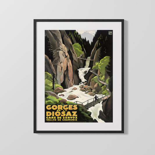 Classic Travel Poster - Chamonix - Gorges de la Diosaz