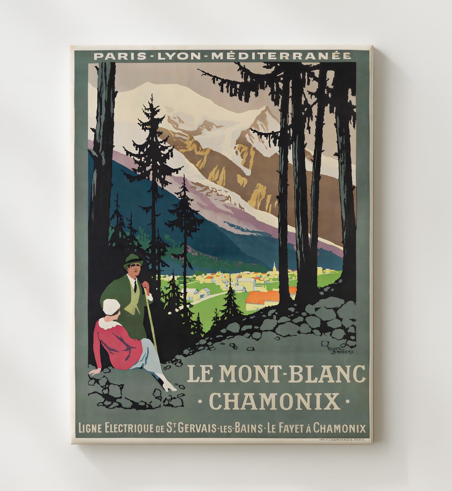 Chamonix Mont Blanc Vintage Travel Print 20x24 Canvas travel wall art print