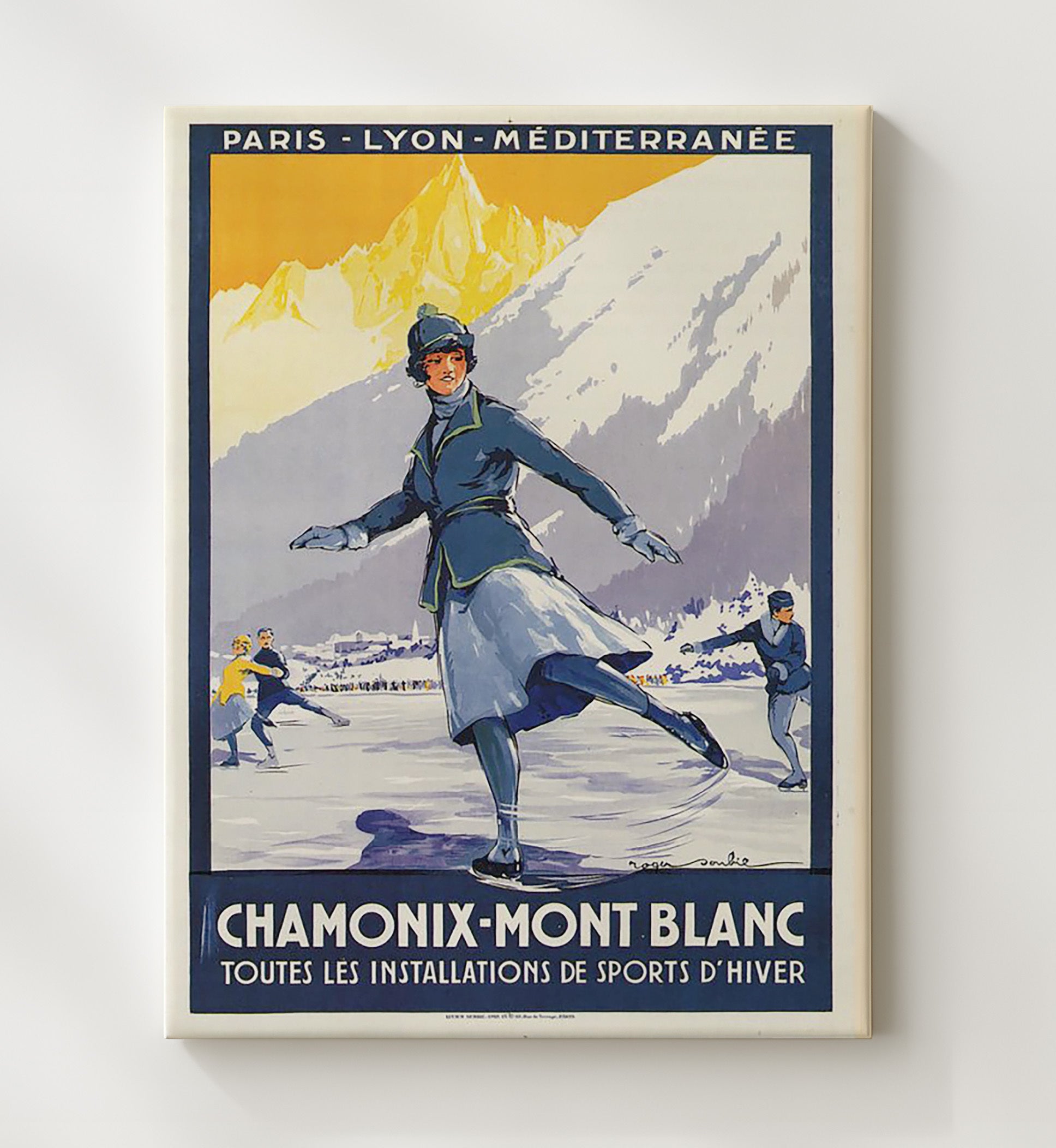 Chamonix Mont Blanc Winter Sports Vintage Travel Print 20x24 Canvas travel wall art print