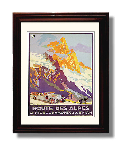 Chamonix Route des Alpes travel poster wall art 8x10 Canvas