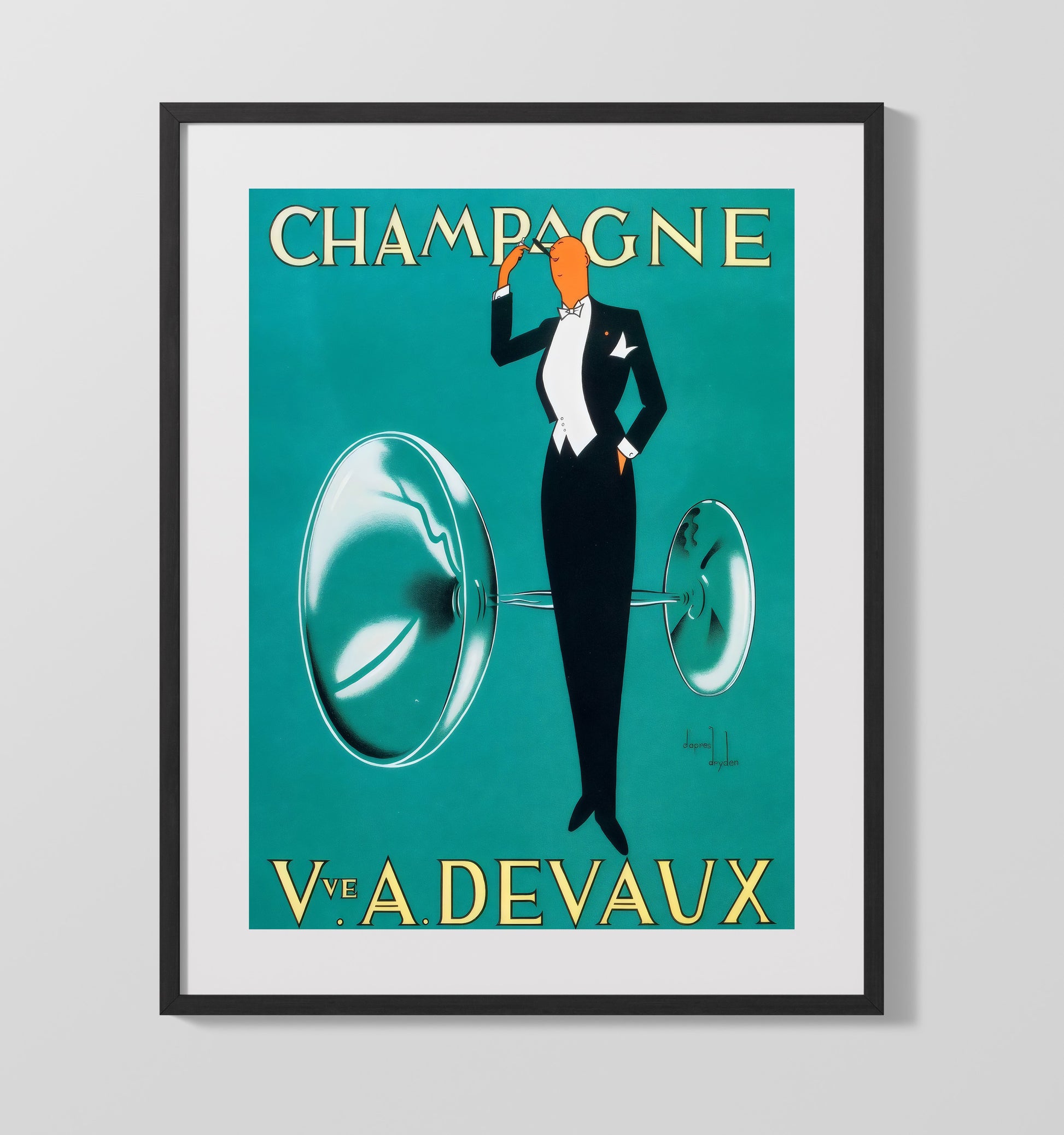 Champagne Veuve A. Devaux Vintage Travel Print 16x20 Gallery Frame travel wall art print
