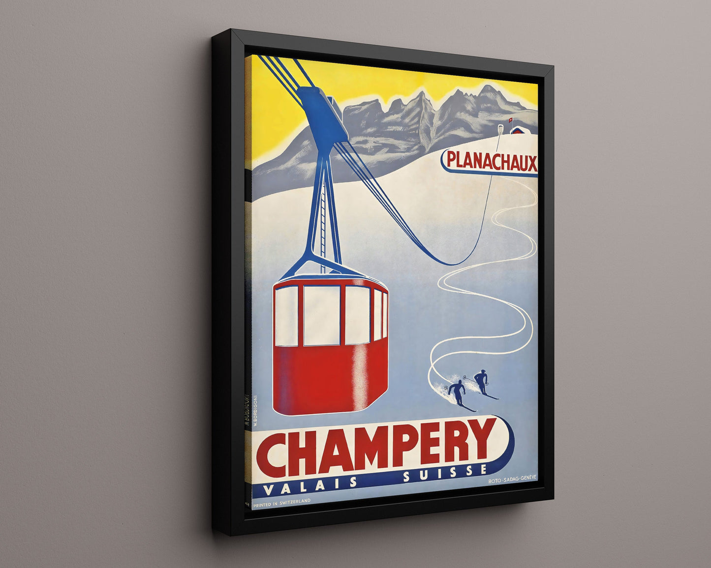 Classic Travel Poster - Champery - Planachaux Ski Cable Car