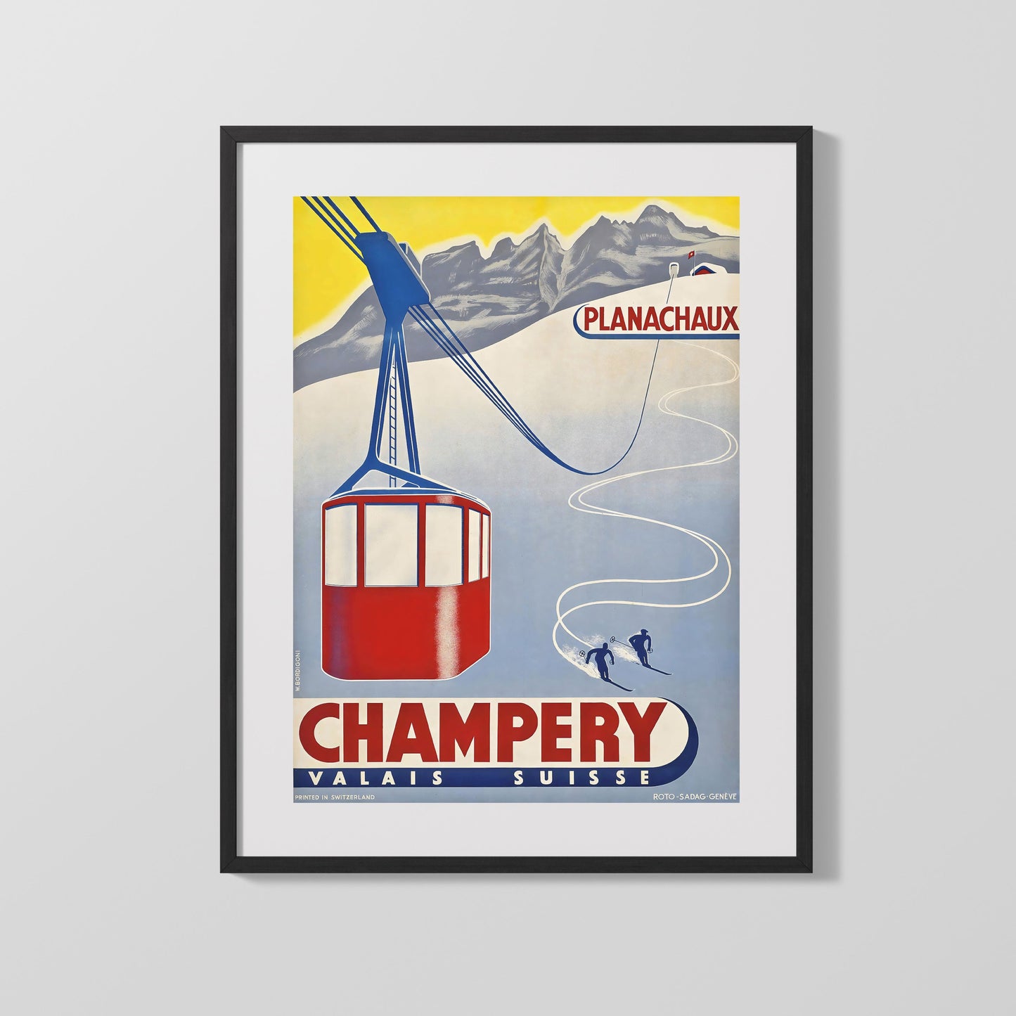 Classic Travel Poster - Champery - Planachaux Ski Cable Car