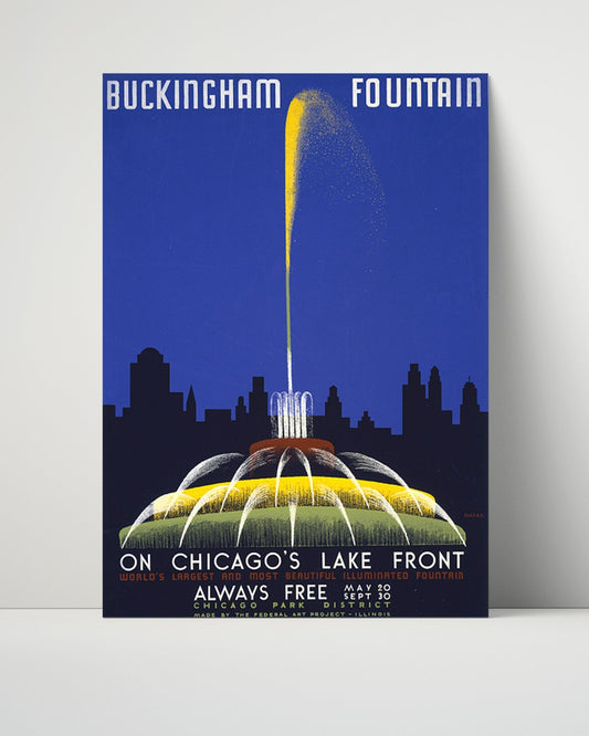 Classic Travel Unframed Poster -  Chicago - Buckingham Fountain