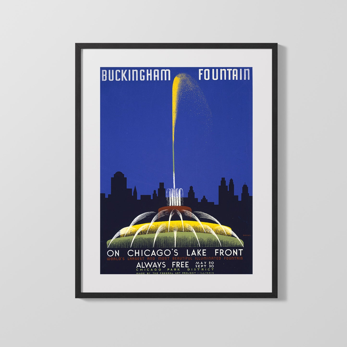 Classic Travel Poster - Chicago - Buckingham Fountain