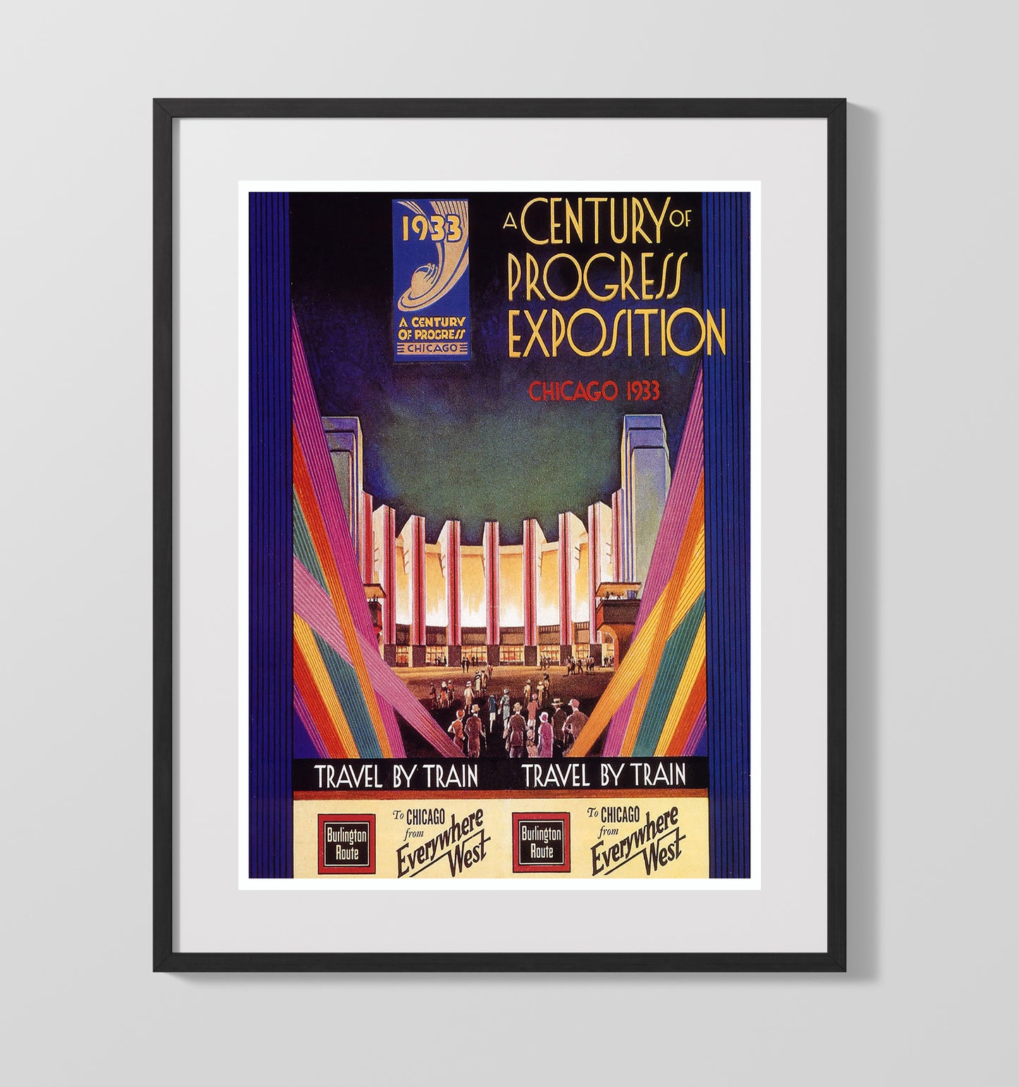 Chicago Century of Progress Exposition 1933 Vintage Travel Print 16x20 Gallery Frame travel wall art print