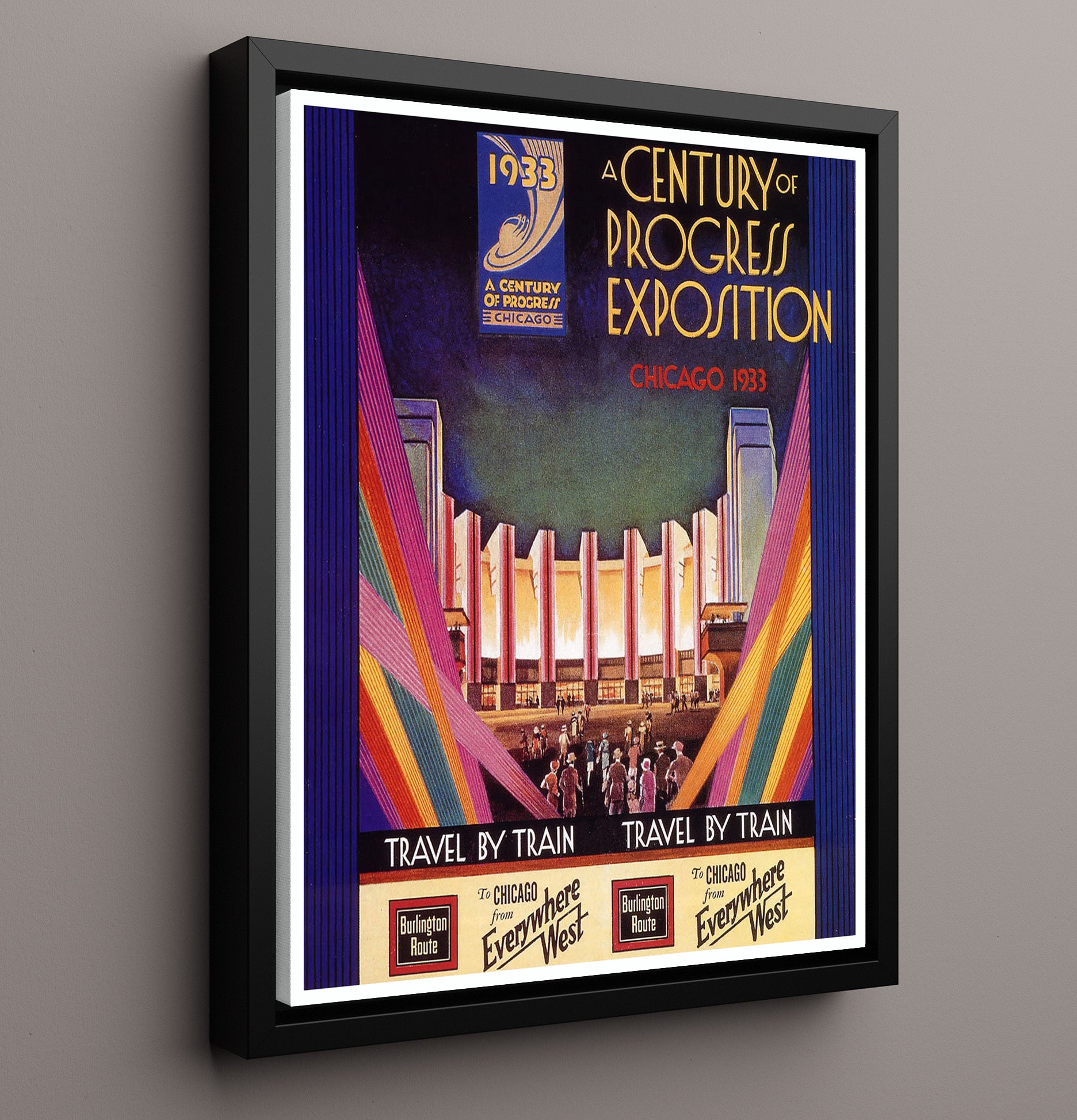 Chicago Century of Progress Exposition 1933 Vintage Travel Print 16x20 Framed Canvas travel wall art print
