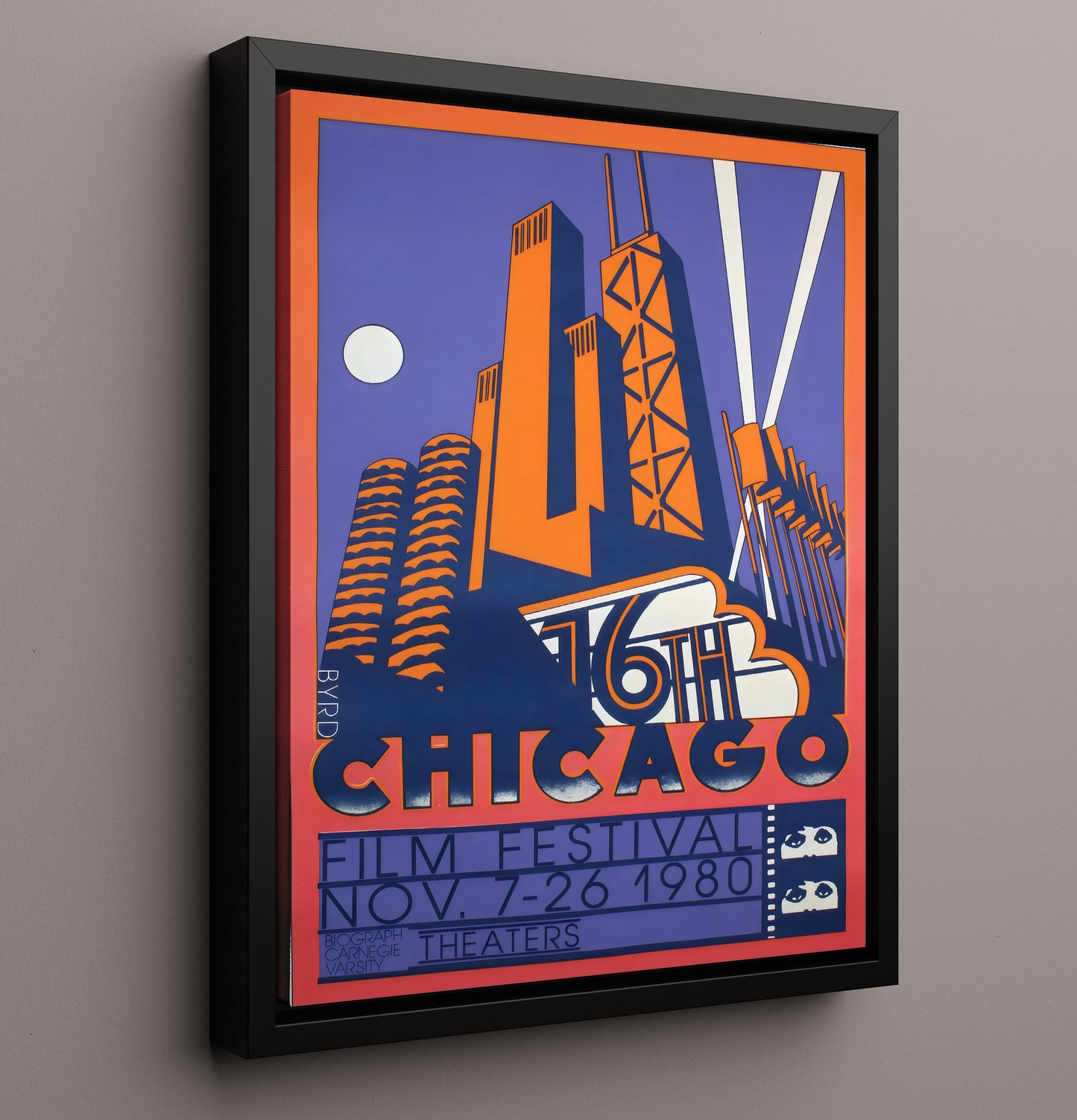 Chicago Film Festival 1980 Vintage Travel Print 16x20 Framed Canvas travel wall art print