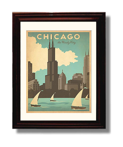 Chicago The Windy City travel poster wall art 8x10 Canvas
