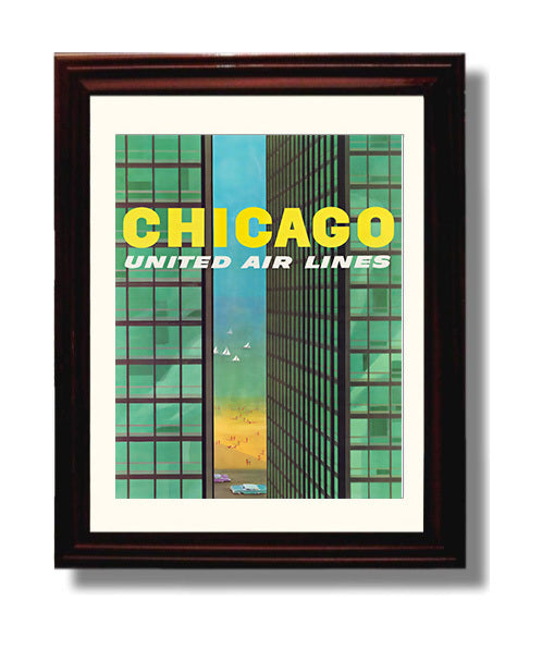 Chicago United Air Lines travel poster wall art 8x10 Canvas