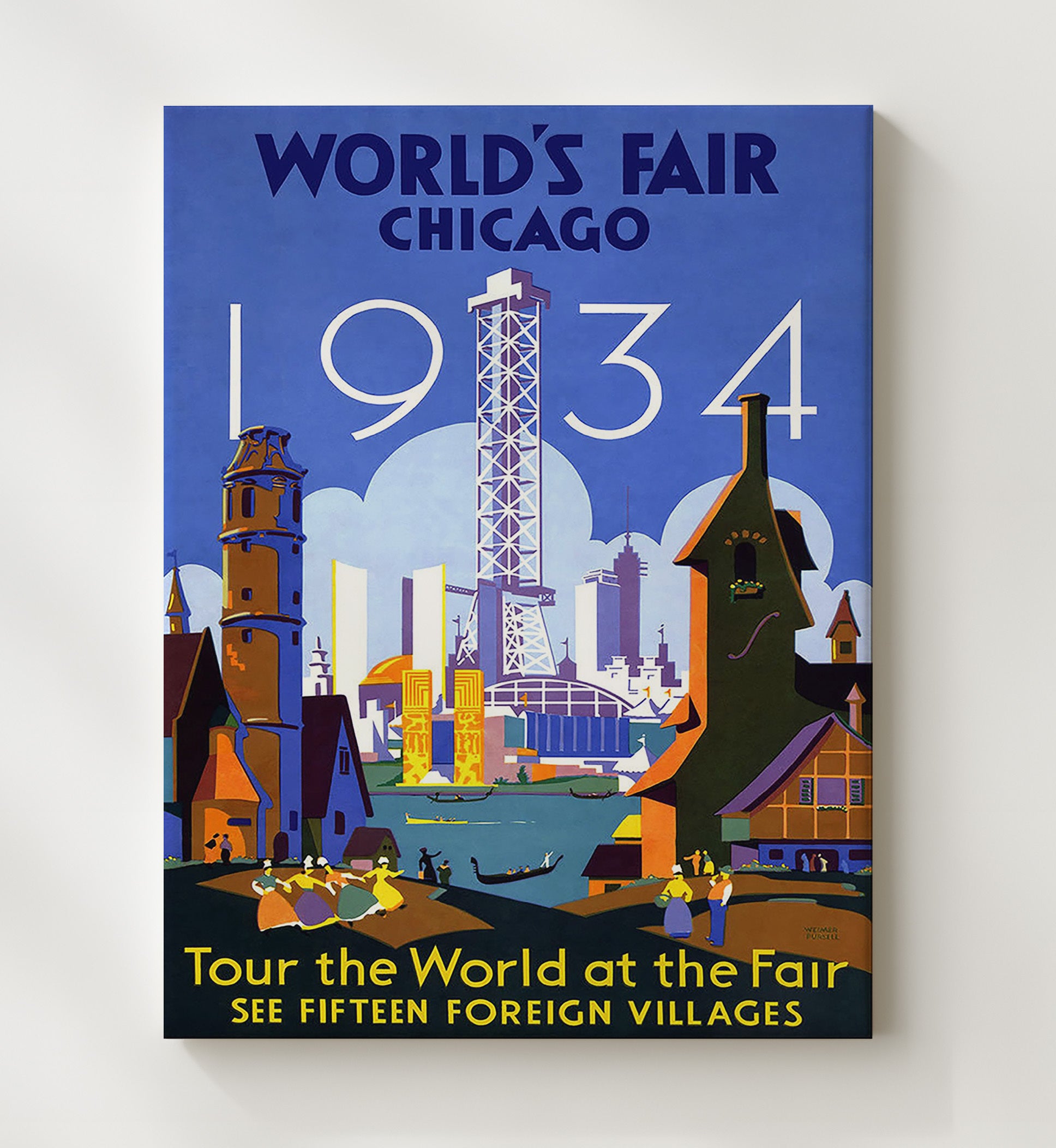 Chicago Worlds Fair 1934 Vintage Travel Print 20x24 Canvas travel wall art print