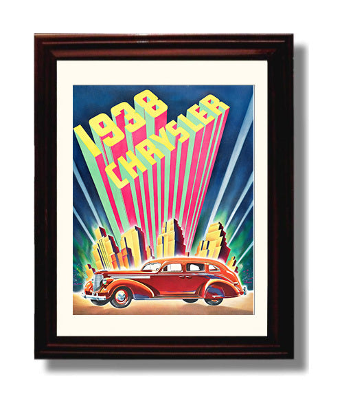 Chrysler 1938 Art Deco travel poster wall art 8x10 Canvas