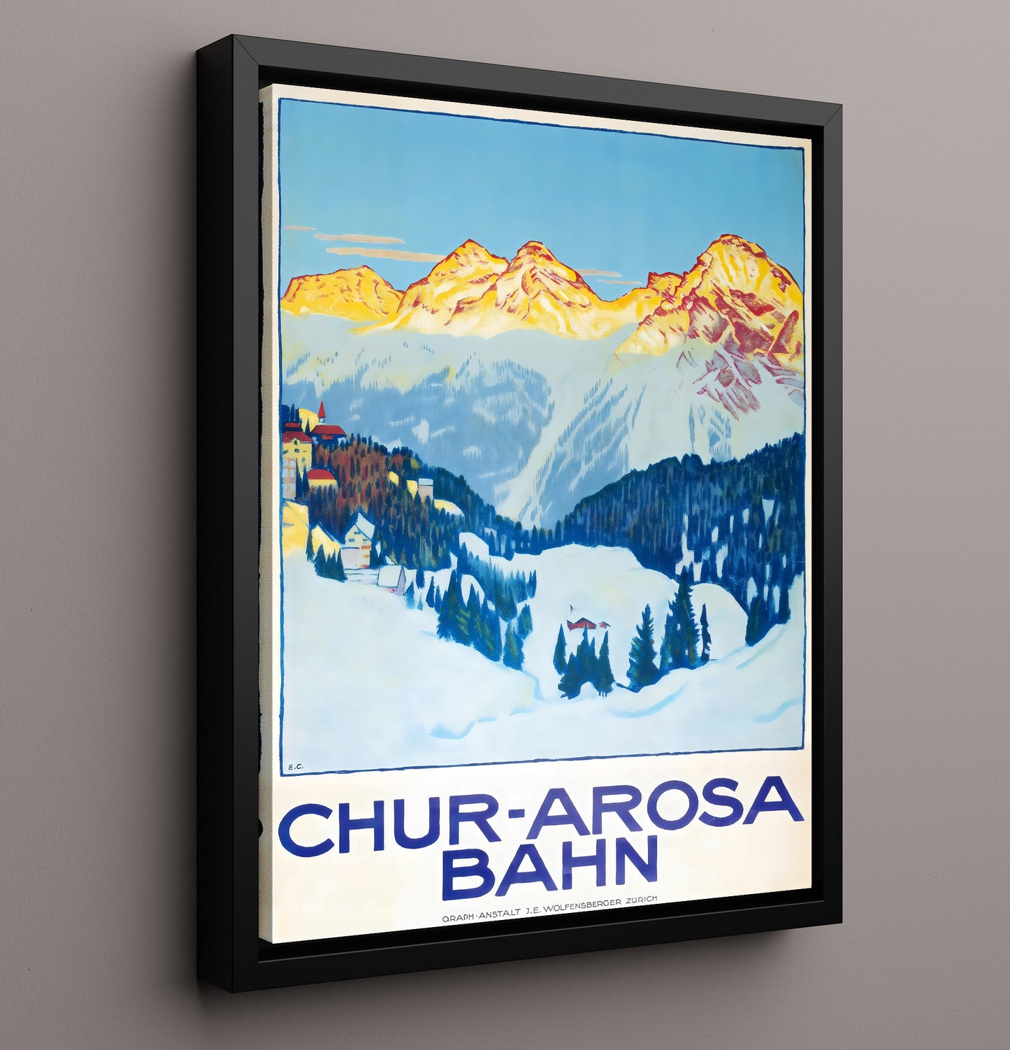 Chur Arosa Bahn Vintage Travel Print 16x20 Framed Canvas travel wall art print