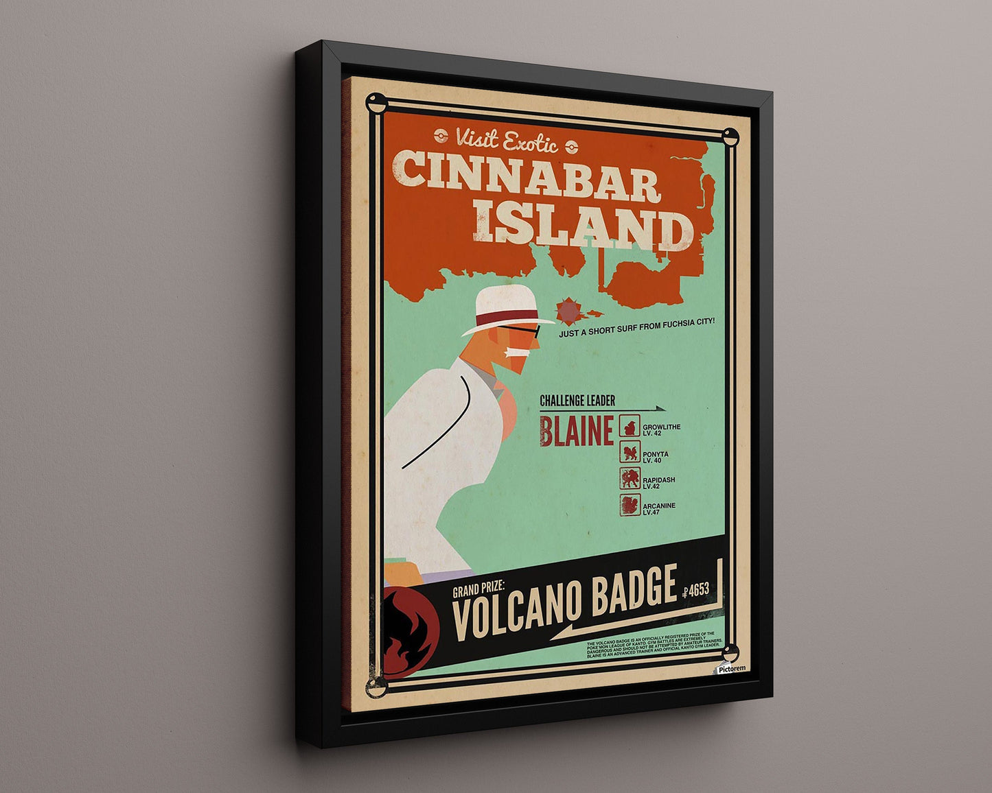 Classic Travel Poster - Cinnabar Island - Volcano Badge