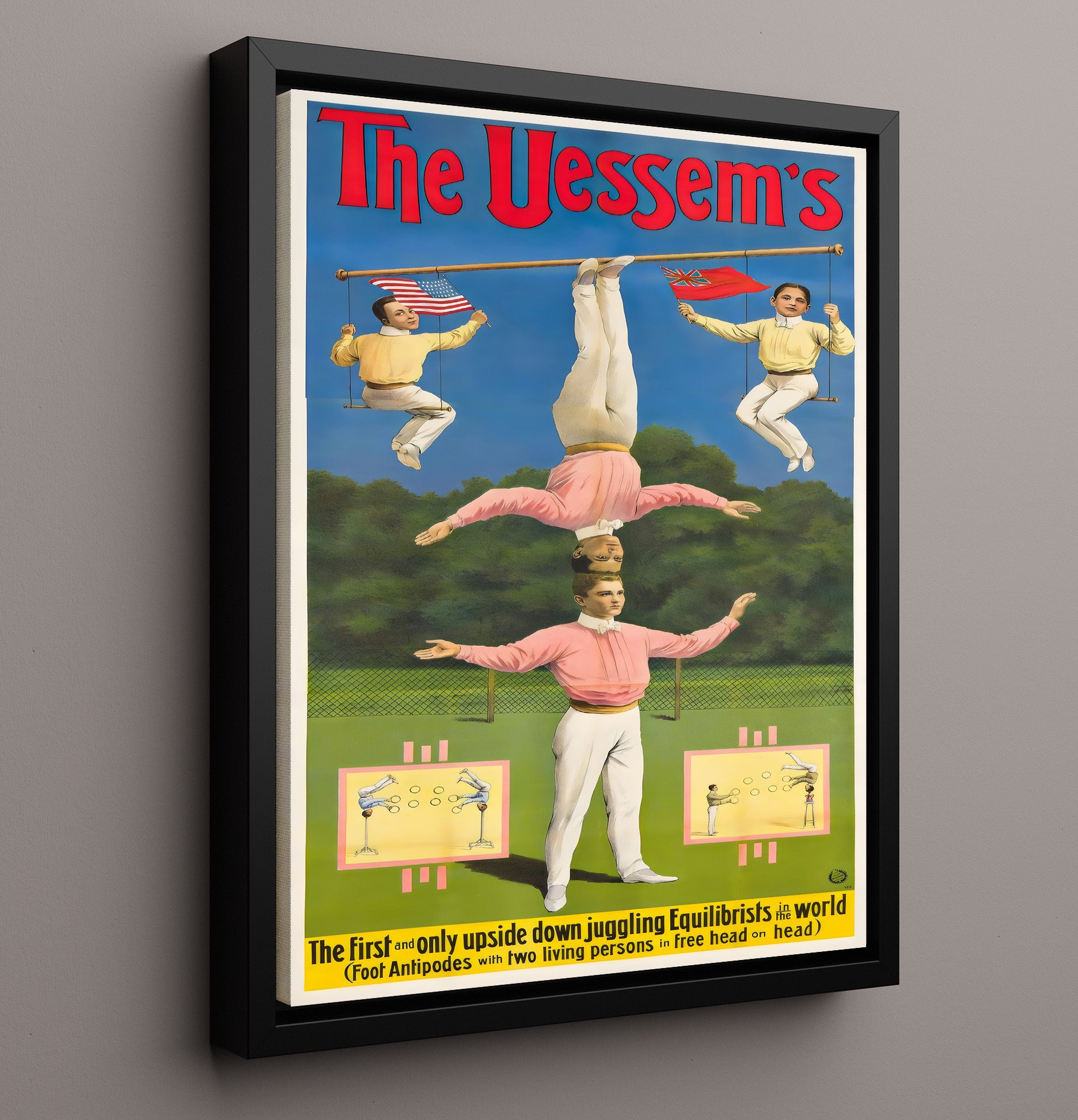 Circus Equilibrists Vintage Travel Print 16x20 Framed Canvas travel wall art print