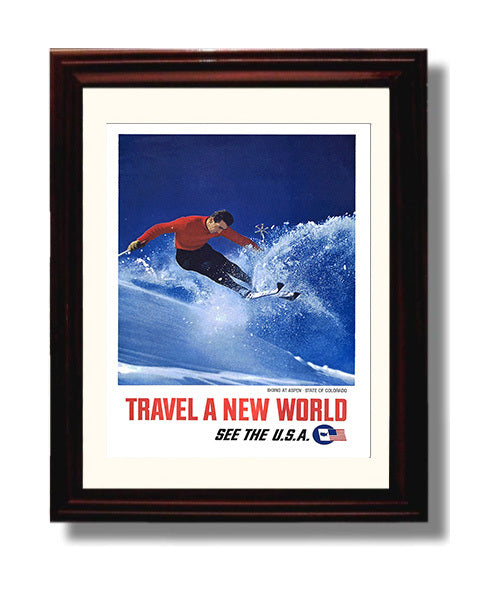 Colorado Aspen Skiing travel poster wall art 8x10 Canvas