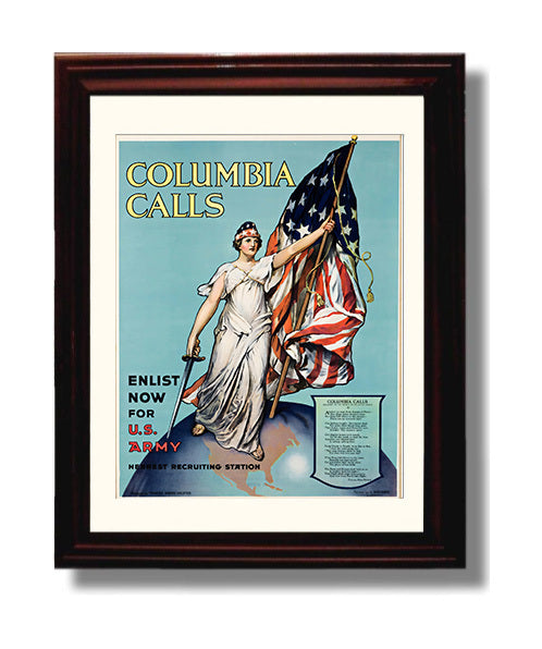 Columbia US Army Recruitment travel poster wall art 8x10 Canvas