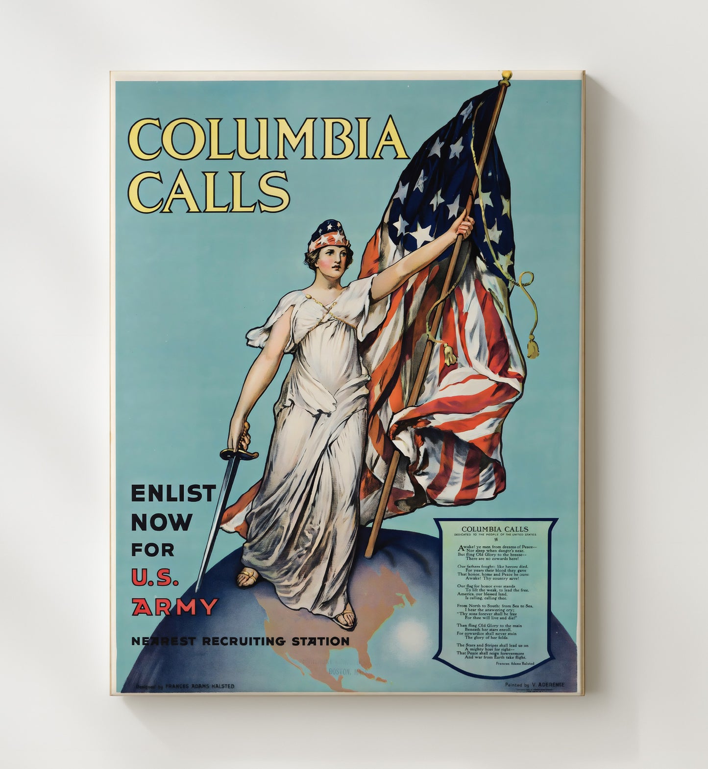 Columbia US Army Recruitment Vintage Travel Print 20x24 Canvas travel wall art print