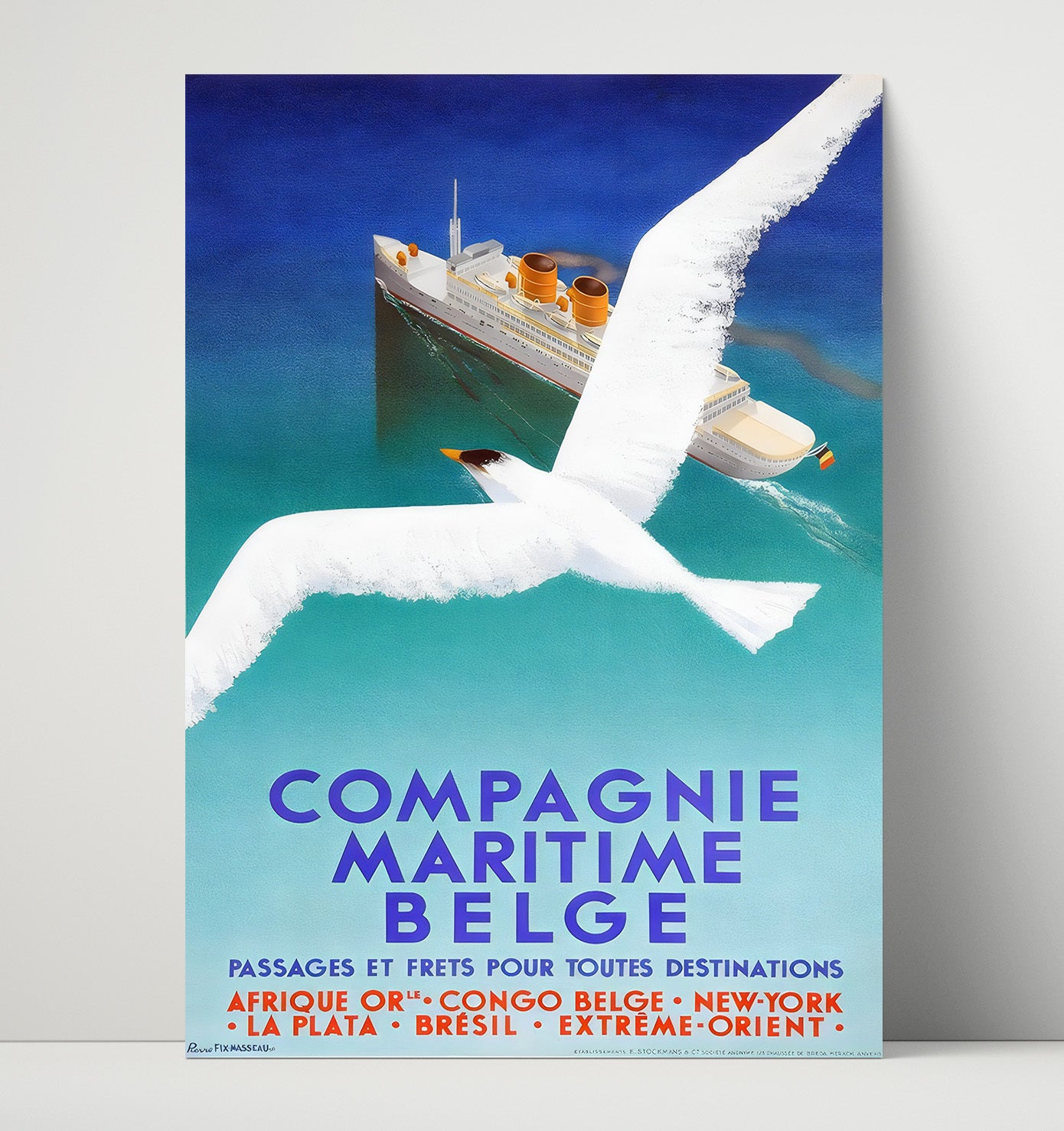 Compagnie Maritime Belge Vintage Travel Print 16x20 Unframed Print travel wall art print