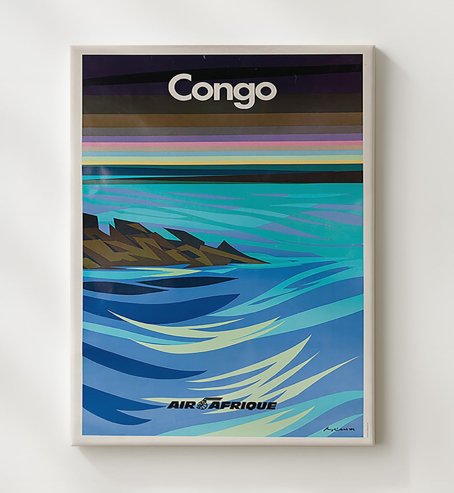 Congo Air Afrique Vintage Travel Print 20x24 Canvas travel wall art print
