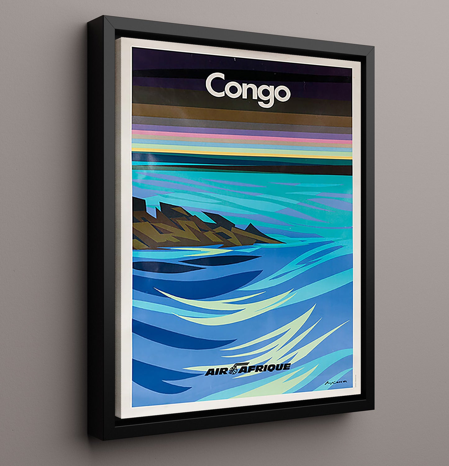Congo Air Afrique Vintage Travel Print 16x20 Framed Canvas travel wall art print