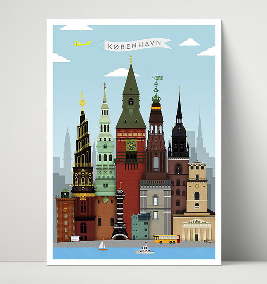 Copenhagen Skyline - Travel - 16x20 Unframed Print