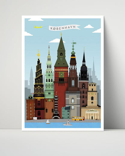 Classic Travel Unframed Poster -  Copenhagen - Skyline