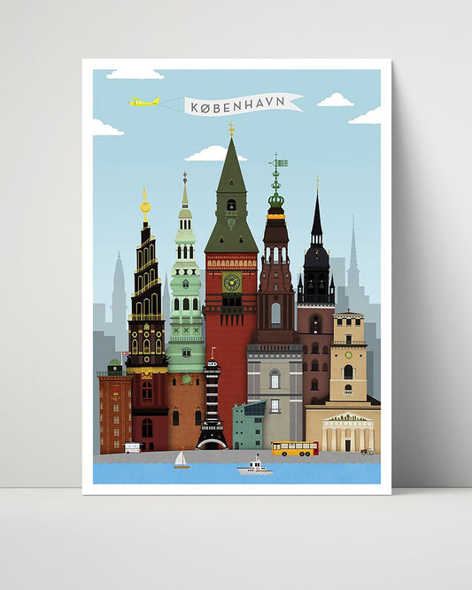 Classic Travel Unframed Poster -  Copenhagen - Skyline