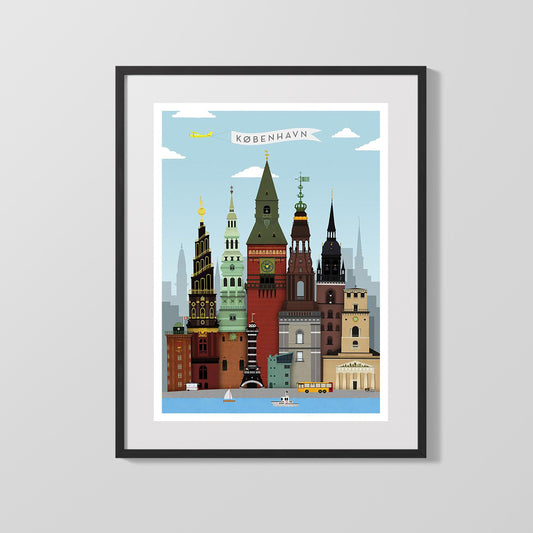 Classic Travel Poster - Copenhagen - Skyline