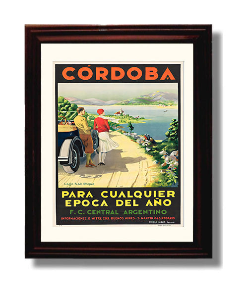 Cordoba Lago San Roque travel poster wall art 8x10 Canvas