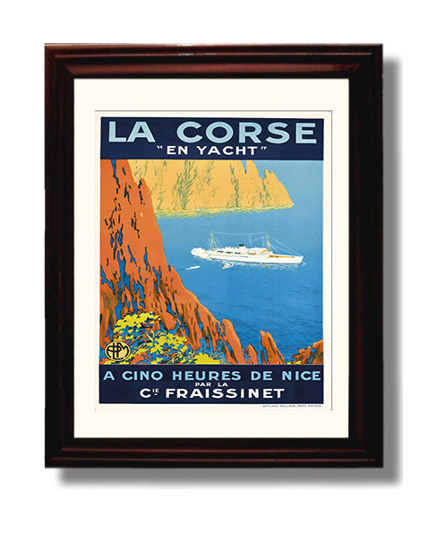 Corsica La Corse Yacht travel poster wall art 8x10 Canvas