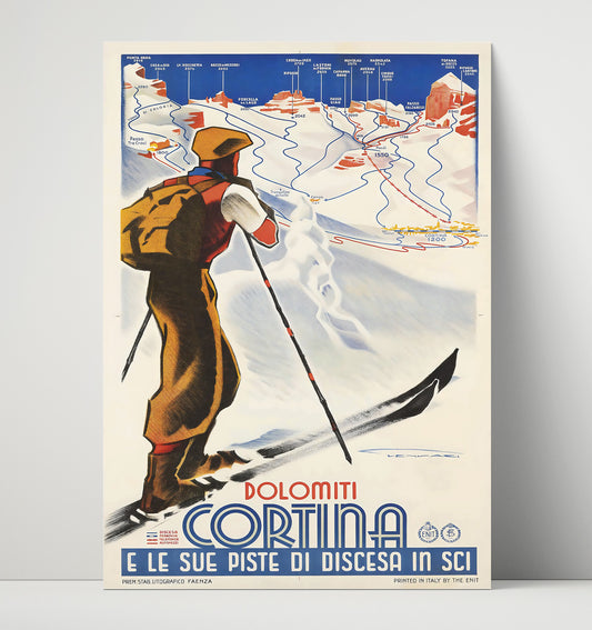 Cortina Dolomiti Ski Slopes - Travel - 16x20 Unframed Print
