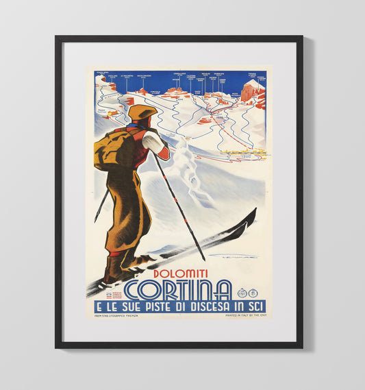 Cortina Dolomiti Ski Slopes - Travel - 16x20 Gallery Frame