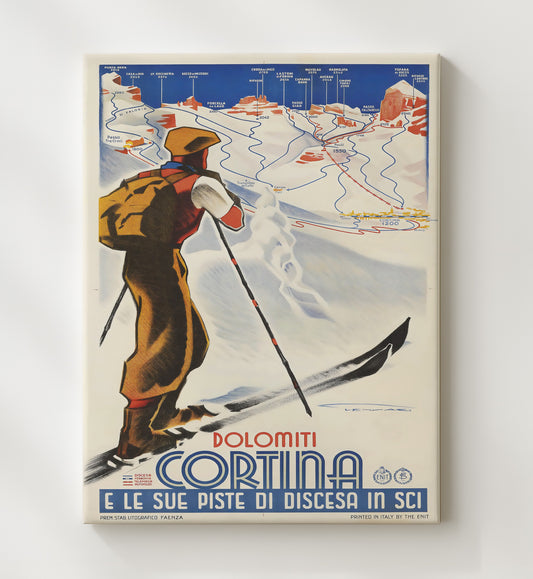 Cortina Dolomiti Ski Slopes - Travel - 20x24 Canvas