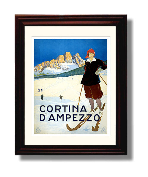 Cortina d Ampezzo Ski travel poster wall art 8x10 Canvas