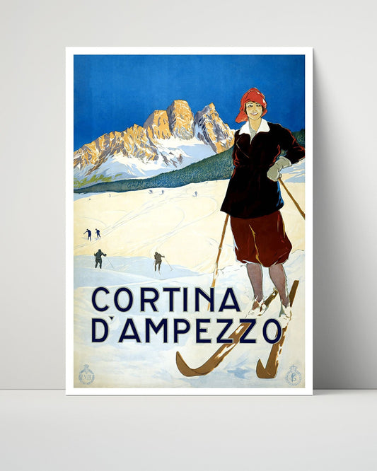 Classic Travel Unframed Poster -  Cortina - Dolomiti Ski Slopes