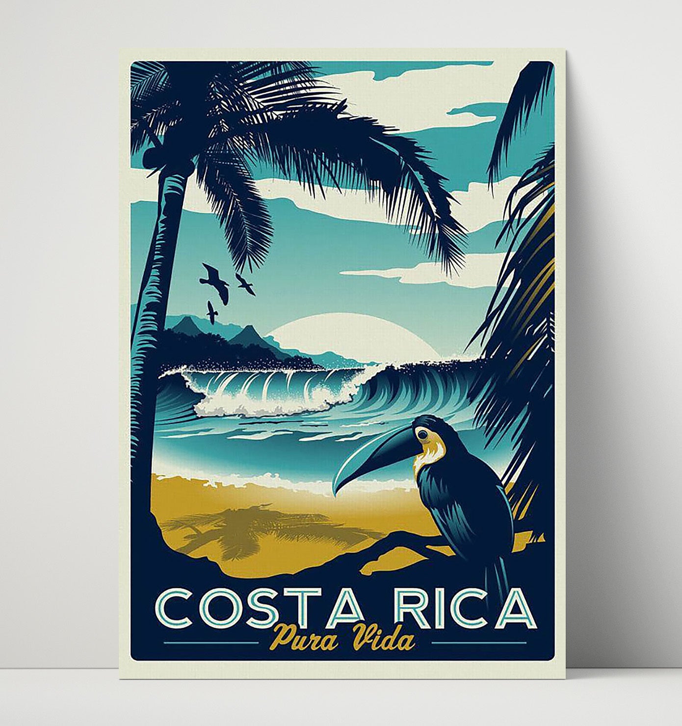 Costa Rica Pura Vida Vintage Travel Print 16x20 Unframed Print travel wall art print