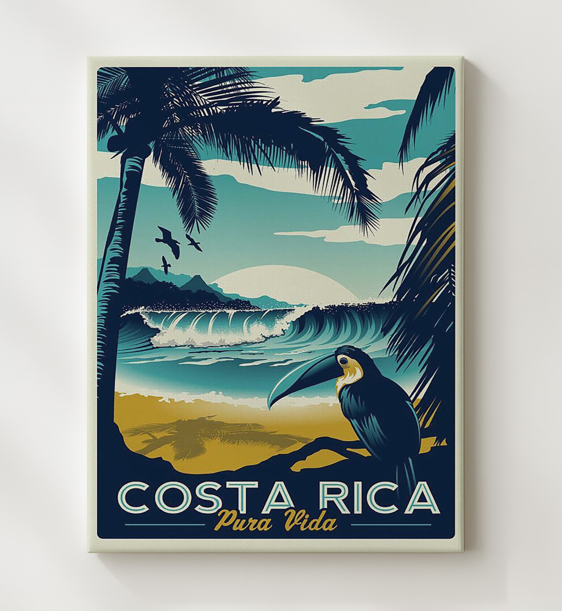Costa Rica Pura Vida Vintage Travel Print 20x24 Canvas travel wall art print