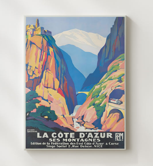 Cote d Azur Mountains - Travel - 20x24 Canvas