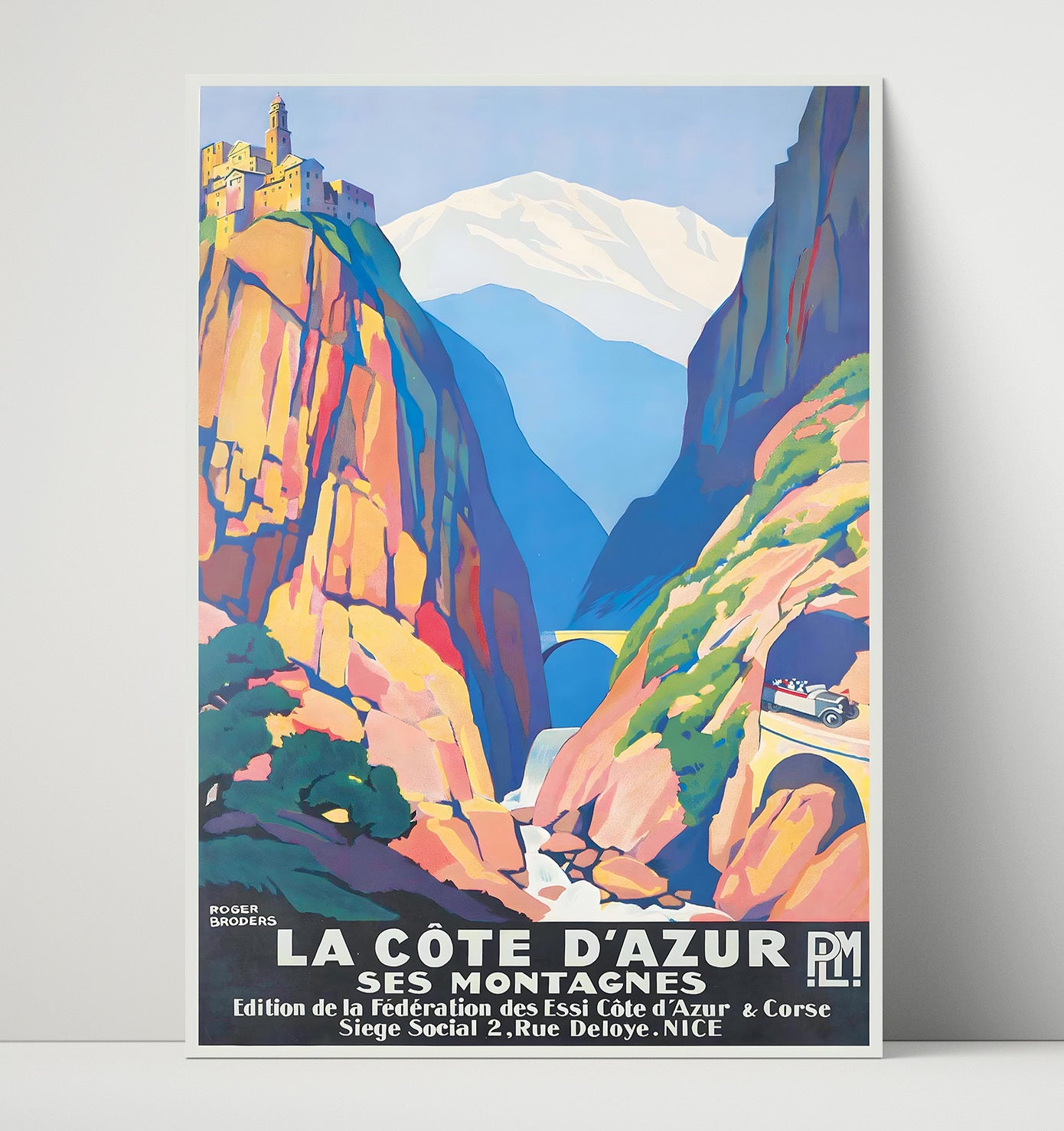 Cote dAzur Mountains Vintage Travel Print 16x20 Unframed Print travel wall art print