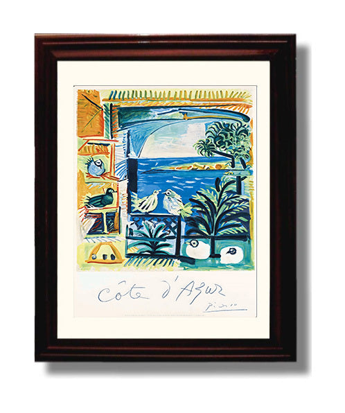 Cote dAzur Picasso Design Vintage Travel Print 8x10 Beveled Frame travel wall art print