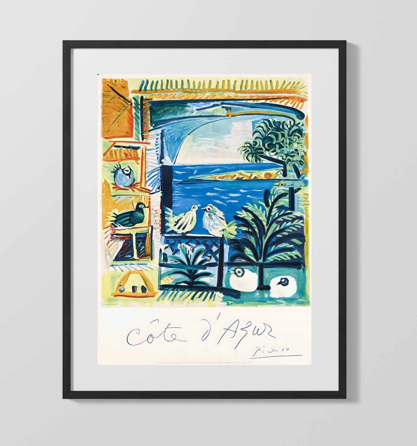 Cote dAzur Picasso Design Vintage Travel Print 16x20 Gallery Frame travel wall art print