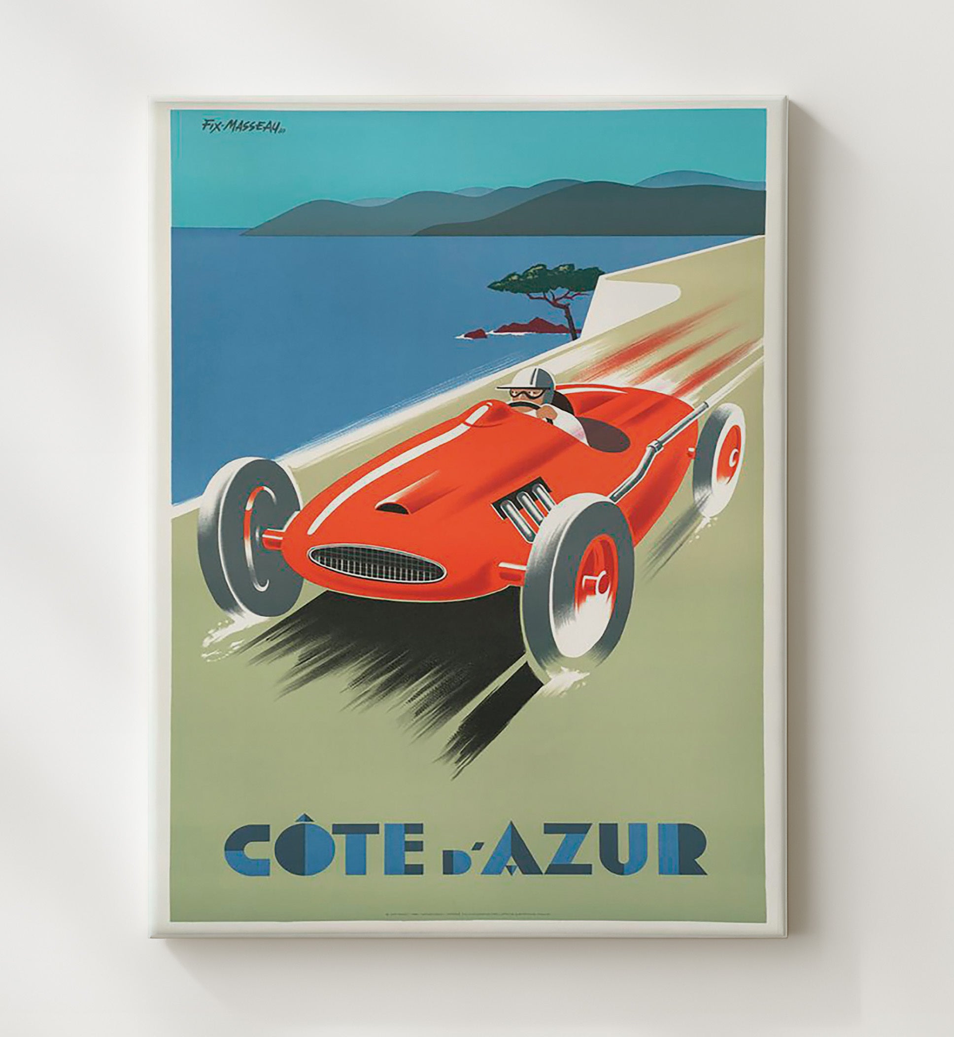 Cote dAzur Racing Vintage Travel Print 20x24 Canvas travel wall art print