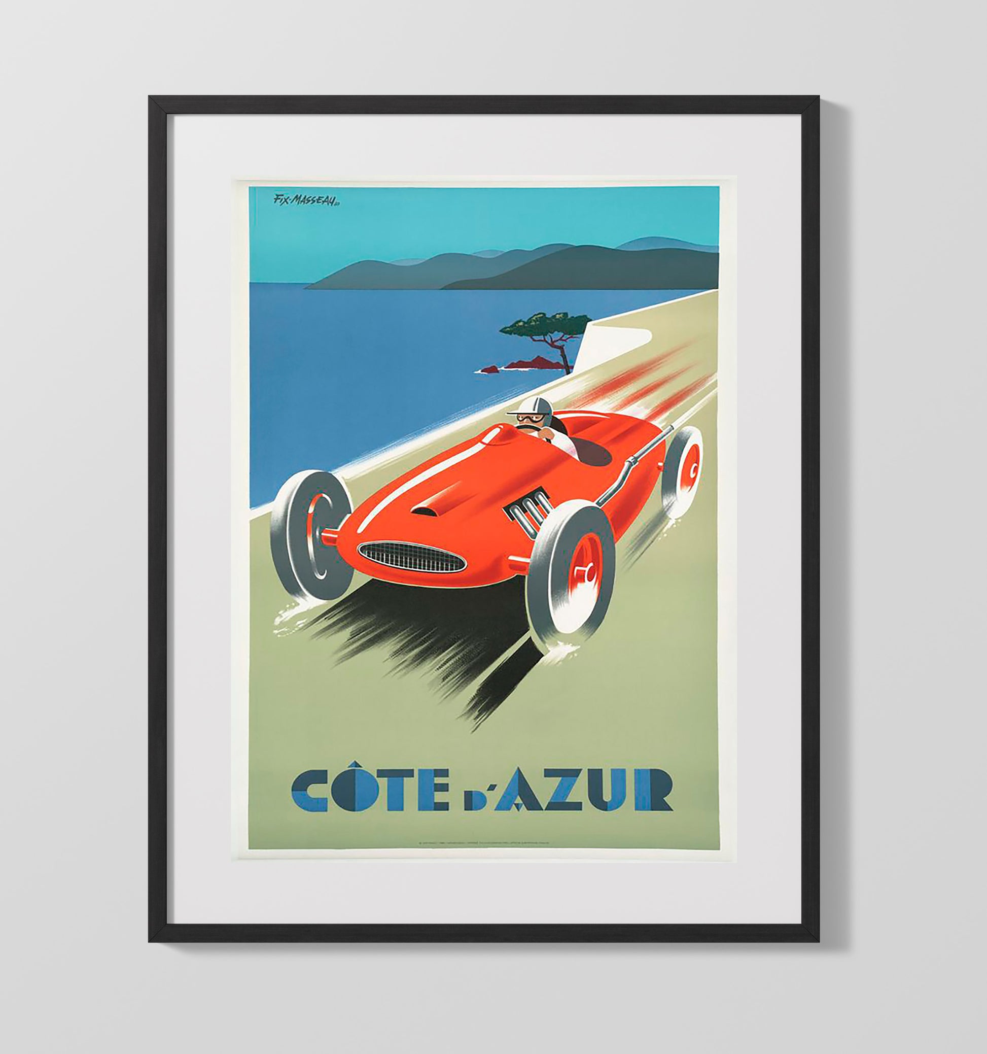 Cote dAzur Racing Vintage Travel Print 16x20 Gallery Frame travel wall art print